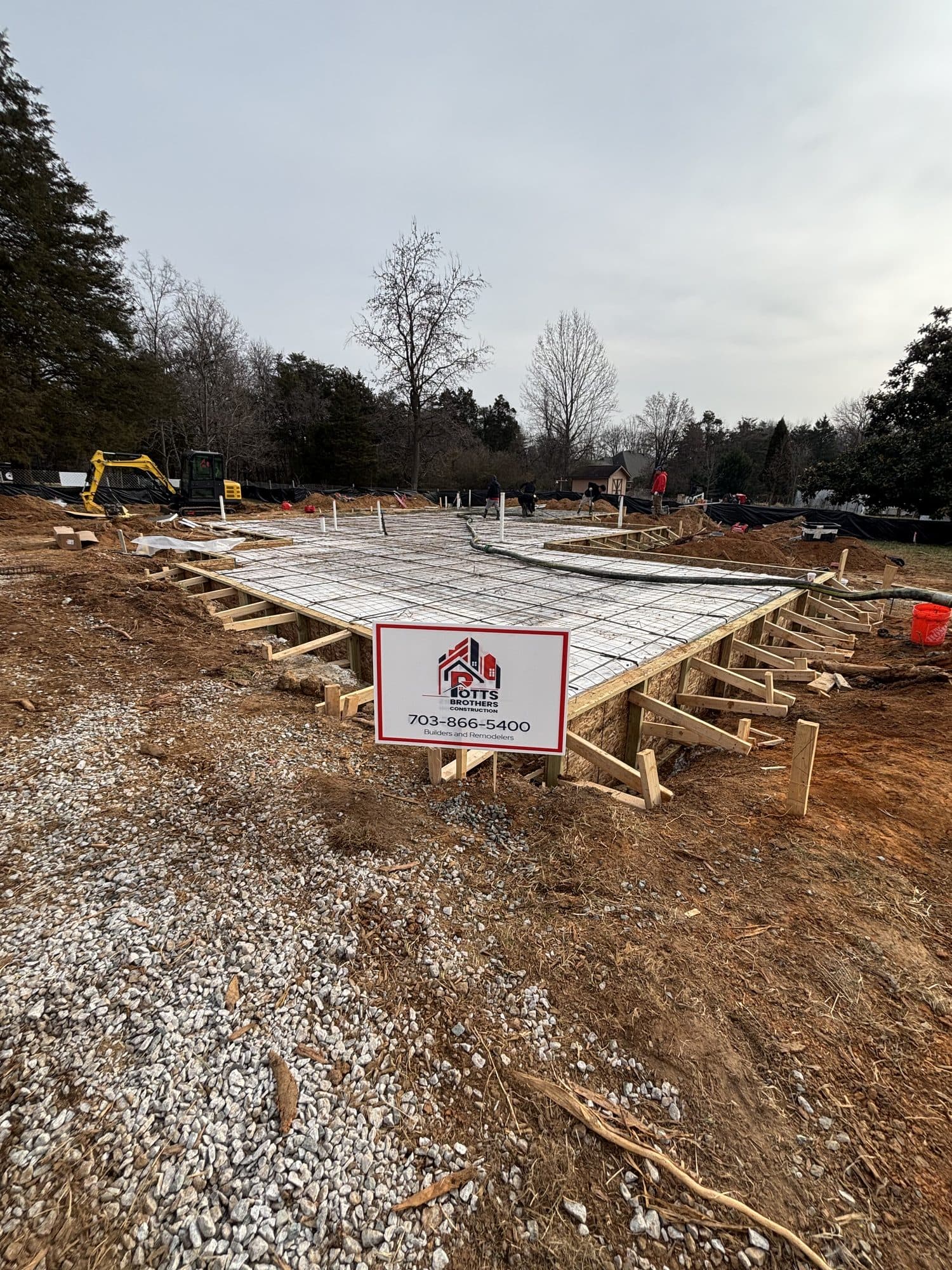 Slab formwork with wire mesh ready for pour. Foundation project by Potts Brothers Construction, Arlington & Northern Virginia