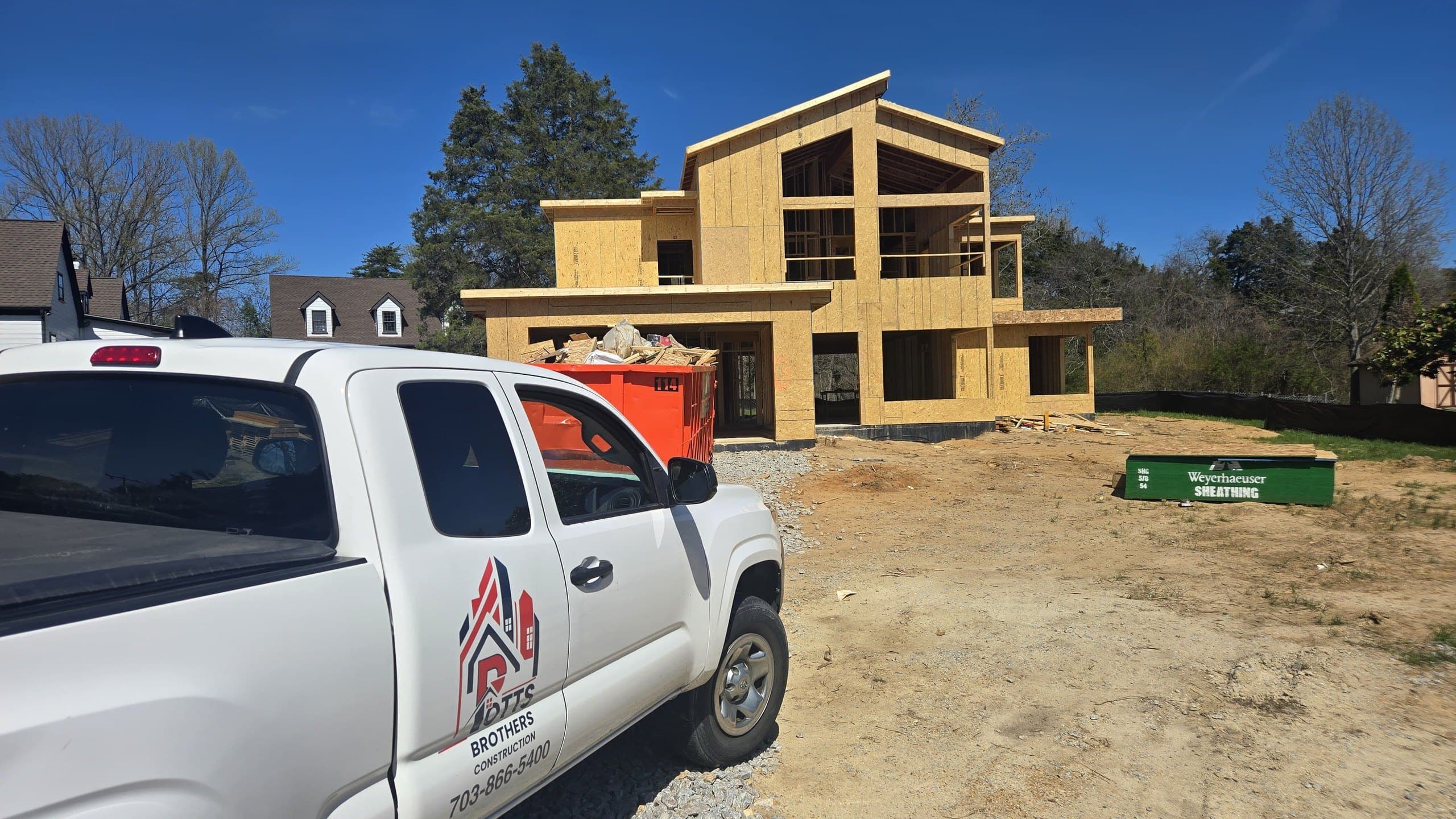 Potts Brothers Construction truck at a Northern Virginia job site